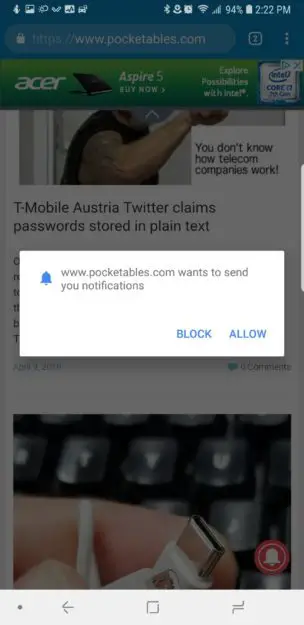 Pocketables notifications