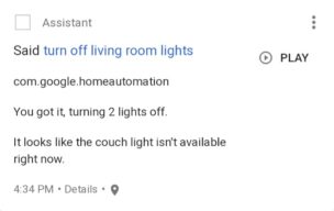 Google Assistant turning off two lights Google Home Smart Outlet notification