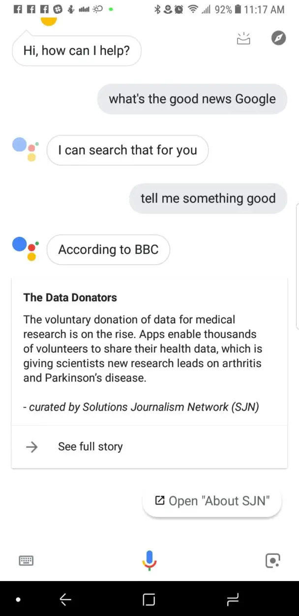 Google Assistant - tell me something good