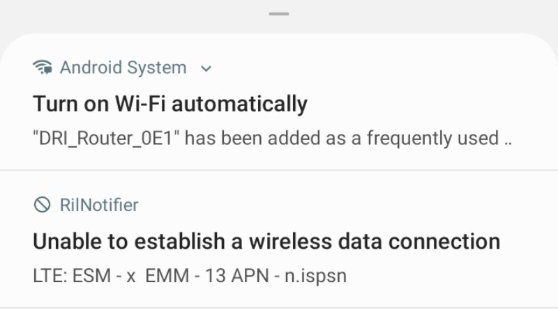 Unable to establish a wireless data connection LTE: ESM - x EMM - 13 APN n.ispsn
