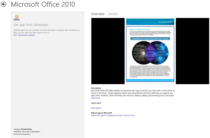 Microsoft Office 2010 in the Windows Store - for some reason we don't have an alt tag here