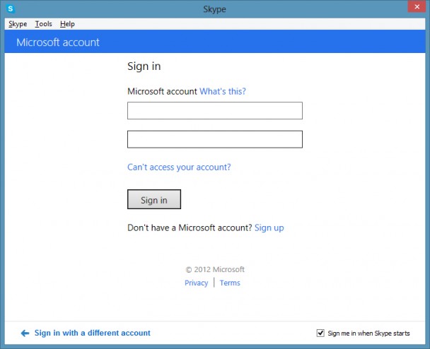 microsoft skype account login