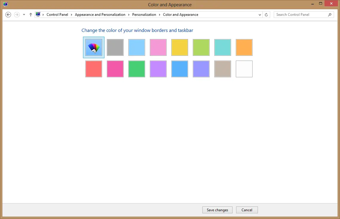 Windows 8 Desktop Personalization Color and Apperance - for some reason we don't have an alt tag here