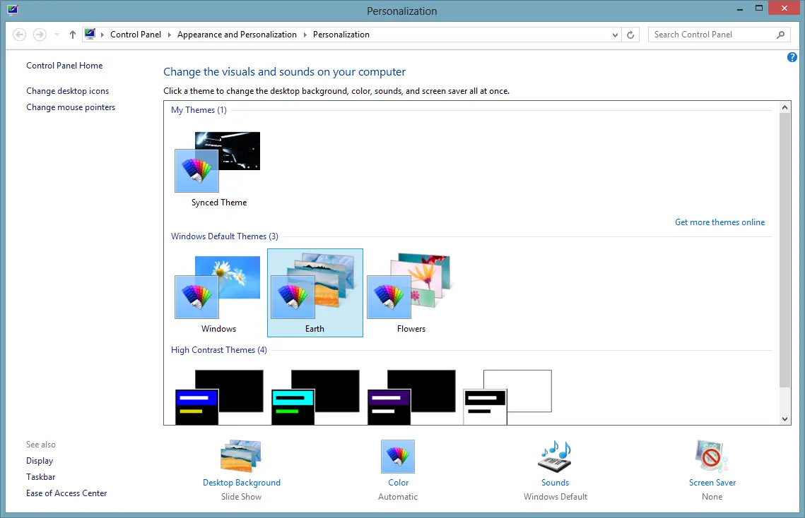 Windows 8 Desktop Personalization - for some reason we don't have an alt tag here