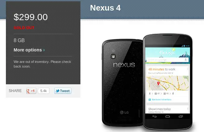 nexus 4 sold out - for some reason we don't have an alt tag here