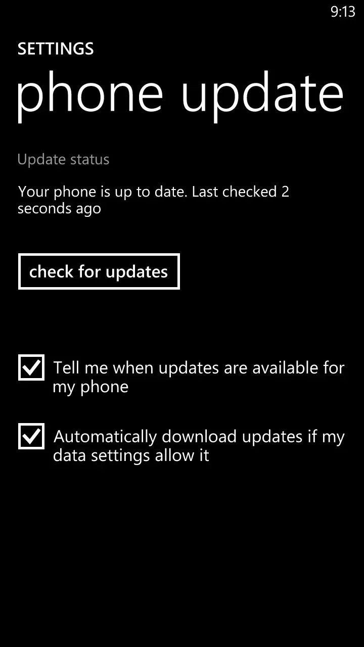 Windows Phone 8 Update Settings - for some reason we don't have an alt tag here