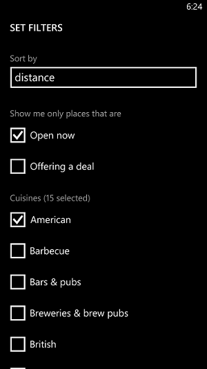 Windows Phone 8 Local Scout Filters - for some reason we don't have an alt tag here