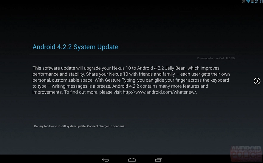 Android 4.2.2 update - for some reason we don't have an alt tag here