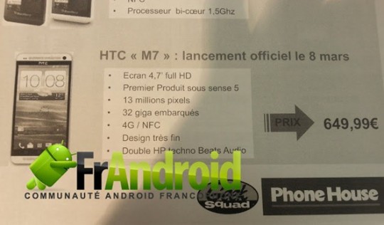 HTC M7 flyer leak - for some reason we don't have an alt tag here