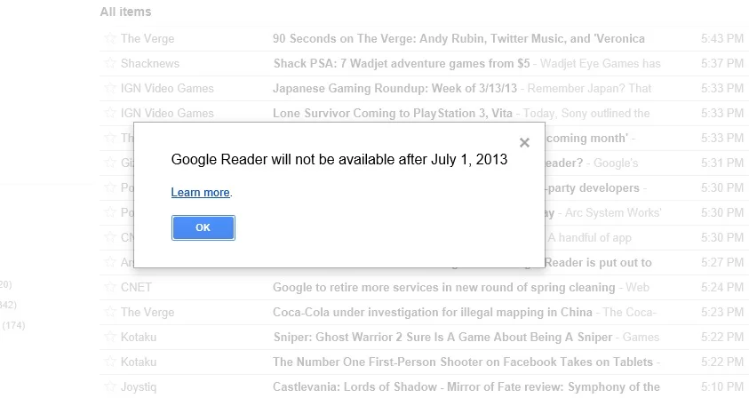 Google Reader Shut Down - for some reason we don't have an alt tag here