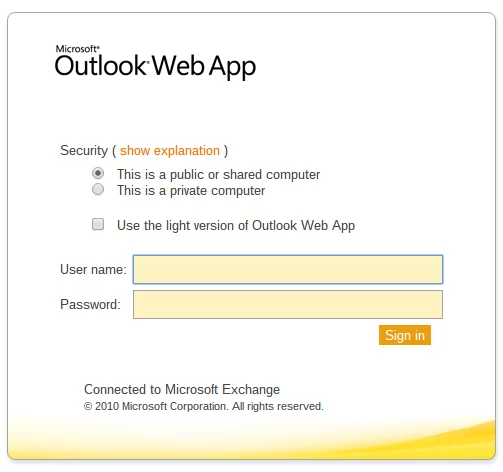 Outlook Web App - for some reason we don't have an alt tag here