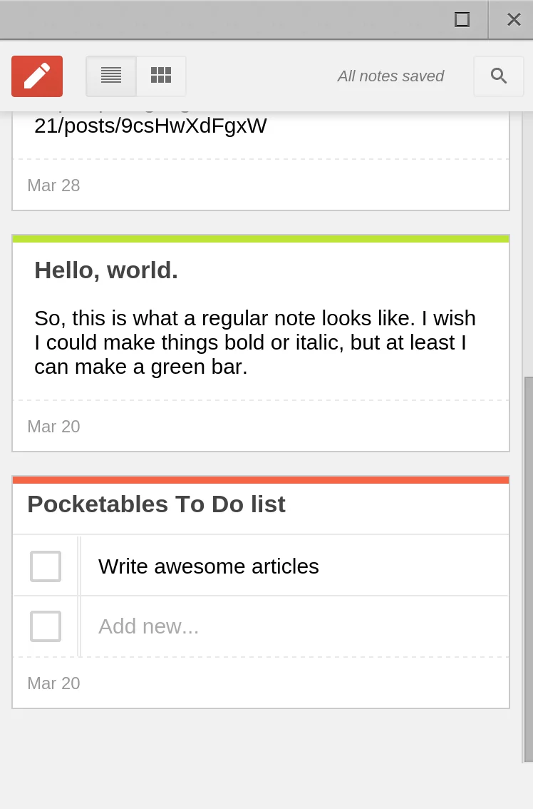 Google Keep Chrome app - for some reason we don't have an alt tag here