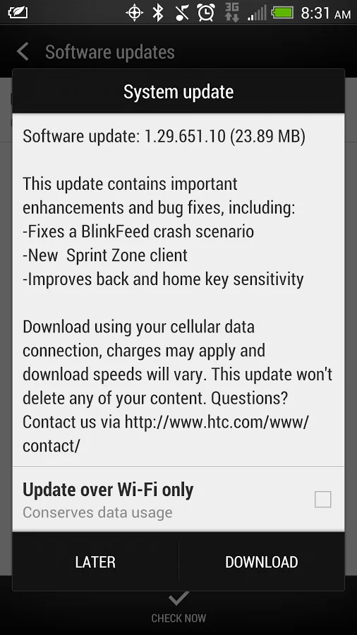HTC One first OTA update - for some reason we don't have an alt tag here