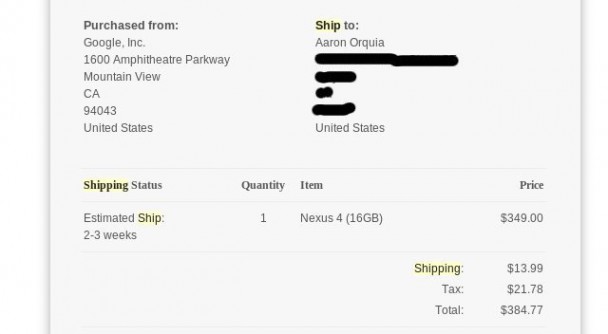 nexus 4 order placed - for some reason we don't have an alt tag here