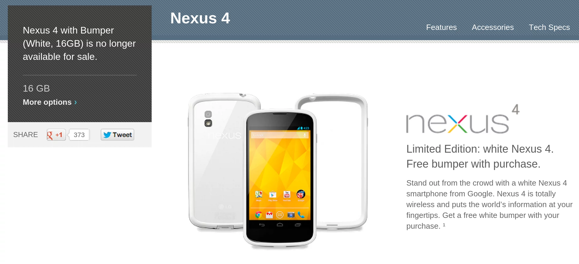 White Nexus 4 not available - for some reason we don't have an alt tag here
