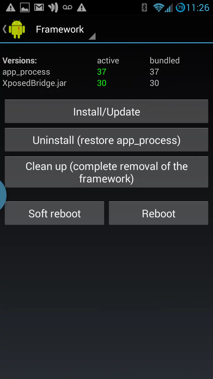 Xposed installer screen