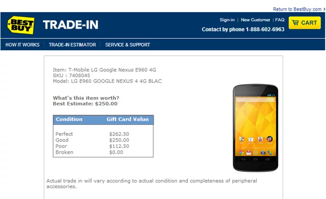Best Buy Nexus 4 trade in deal - for some reason we don't have an alt tag here