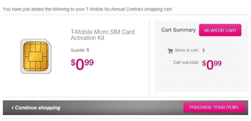 0.99 T Mobile SIM - for some reason we don't have an alt tag here