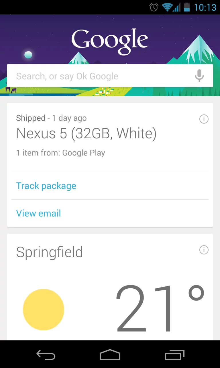 Google Now shipping notification - for some reason we don't have an alt tag here
