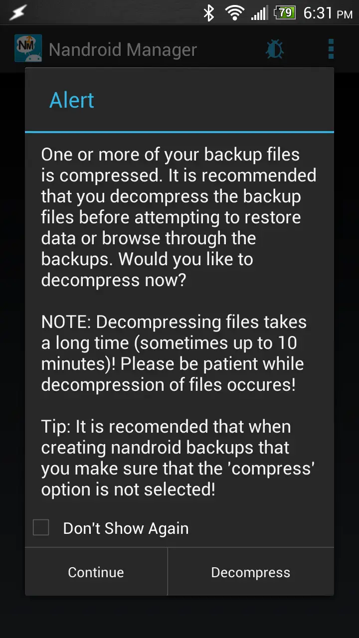 Nandroid Manager conversion screen