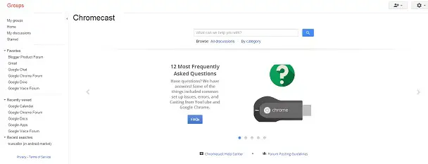 Chromecast community forums - for some reason we don't have an alt tag here