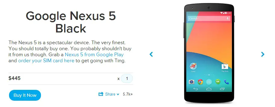 Nexus 5 on Ting - for some reason we don't have an alt tag here