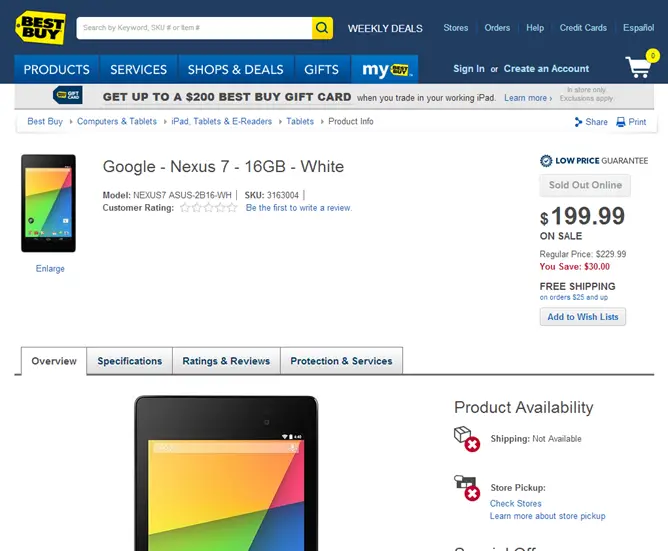 White Nexus 7 Best Buy - for some reason we don't have an alt tag here
