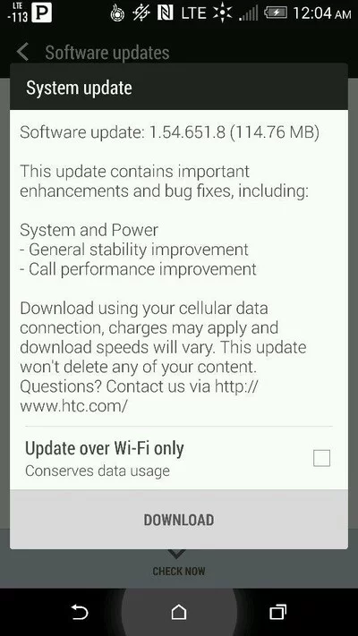 Sprint HTC One M8 update - for some reason we don't have an alt tag here