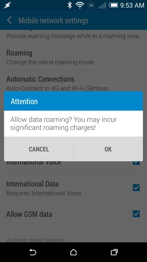 Allow GSM data selector