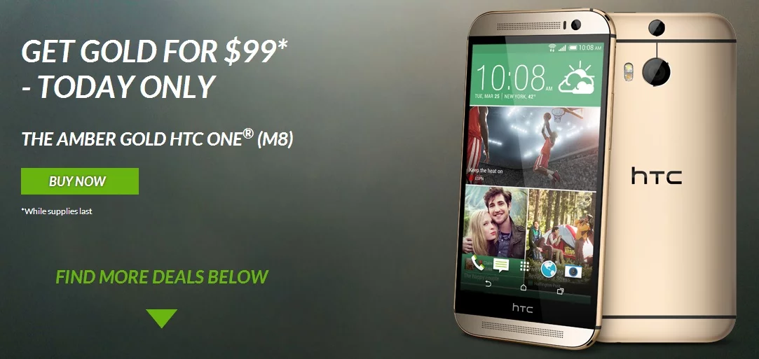 Gold HTC One M8 for $99