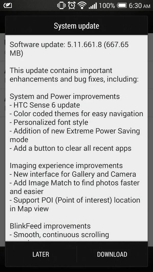 HTC One Telus update - for some reason we don't have an alt tag here
