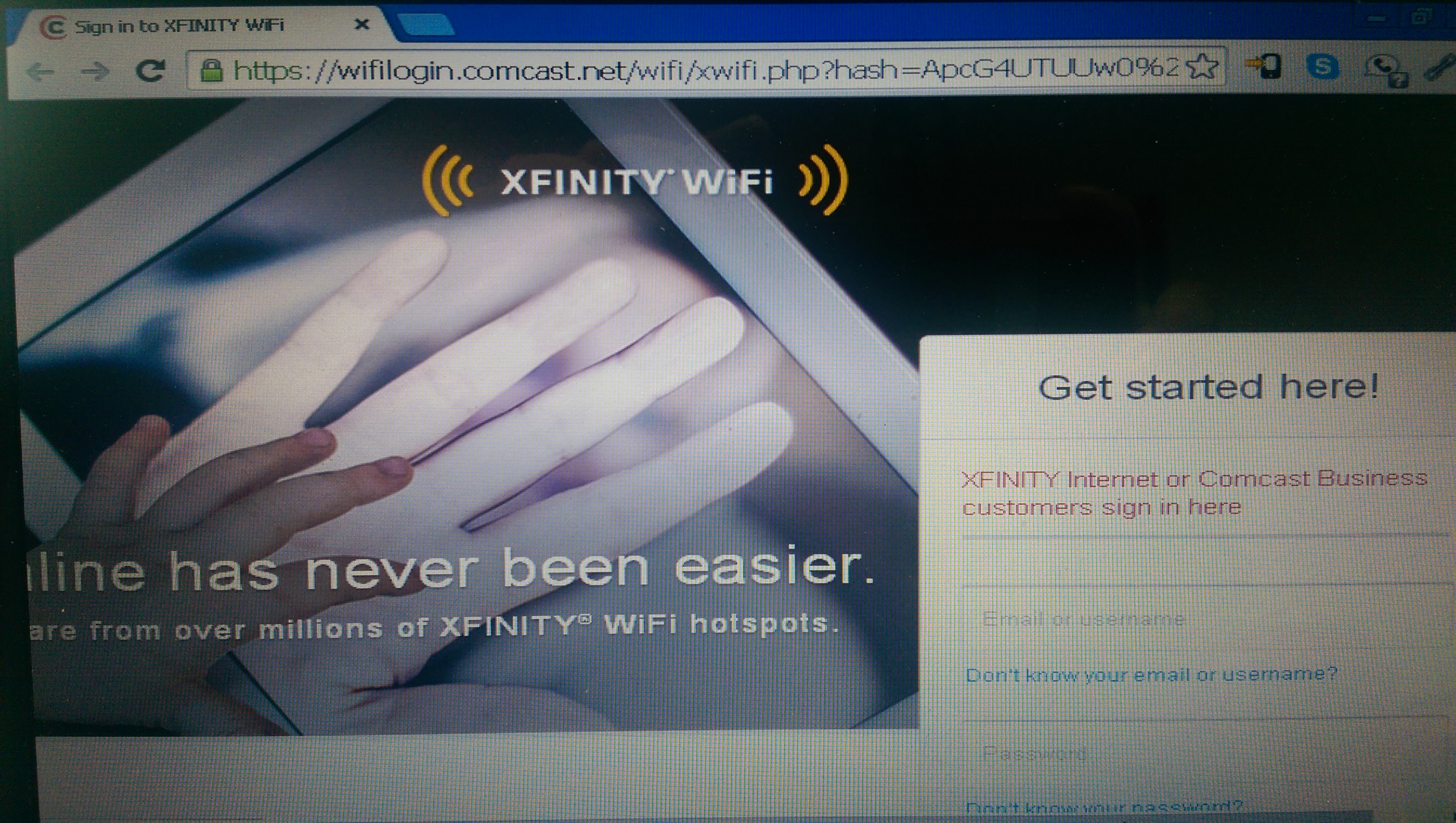 Xfinity online hotspot