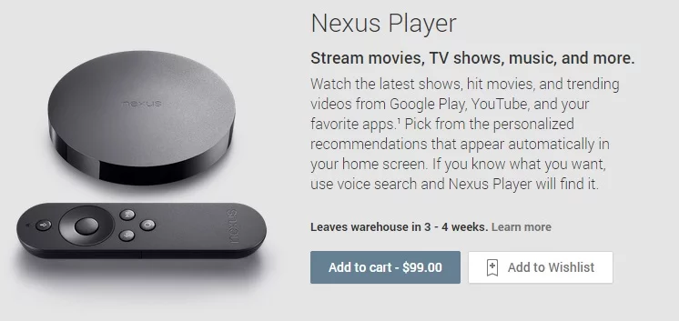 Nexus Player Play Store - for some reason we don't have an alt tag here