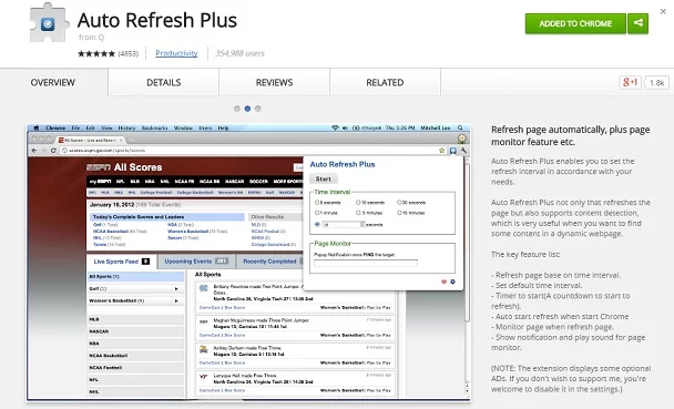 Auto Refresh Plus Chrome Store - for some reason we don't have an alt tag here