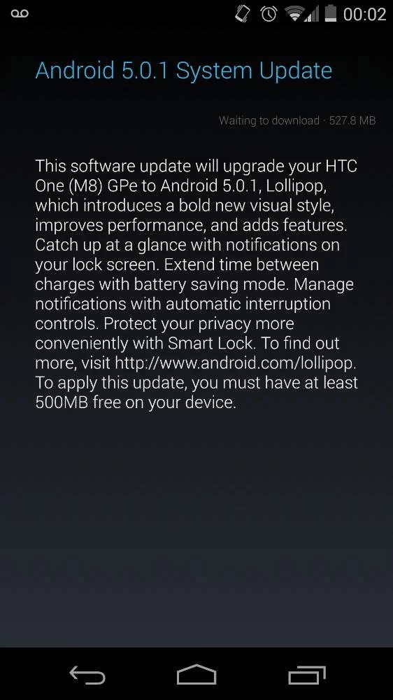 Android 5.0.1 GPE HTC One M8