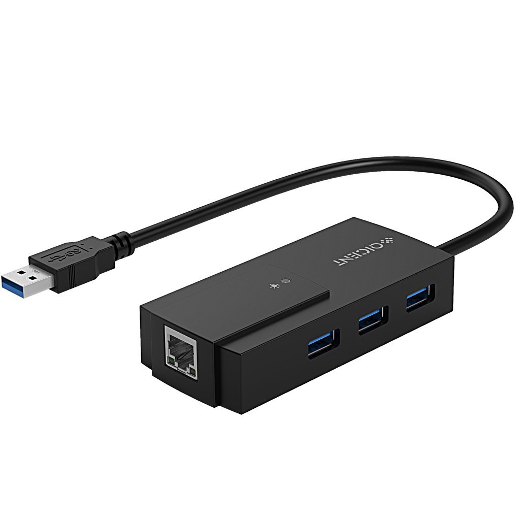 QICENT USB Hub Ethernet with 3-port USB 3.0 and Ethernet Converter