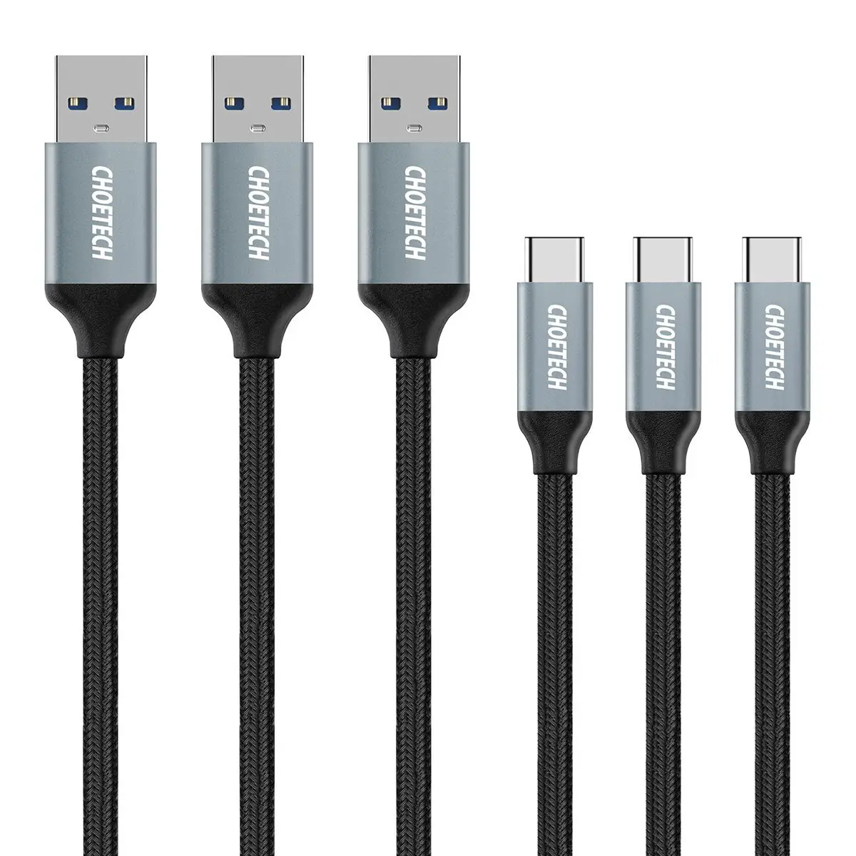 Choetech 3-pack USB A to C