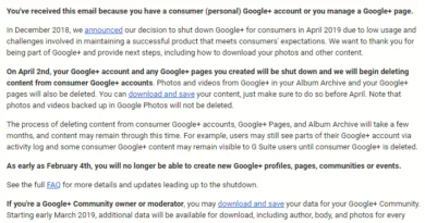 Goodbye Google Plus - for some reason we don't have an alt tag here