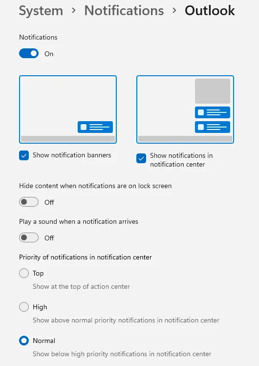 Windows 11 Notification Settings