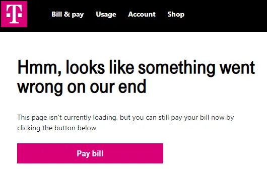 T-Mobile error message