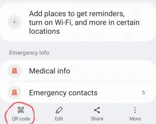 hare contact information via QR code starts with contact, open contact, qr code