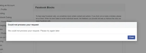 Facebook blocked, and blocked again