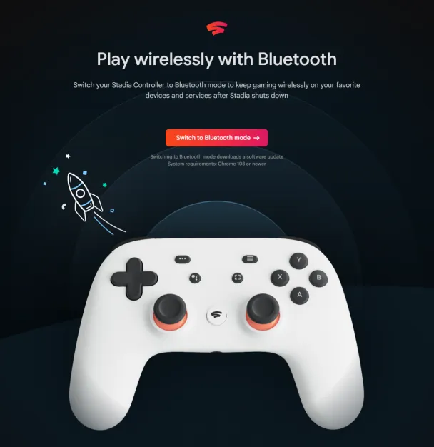 Stadia Bluetooth Mode update graphics