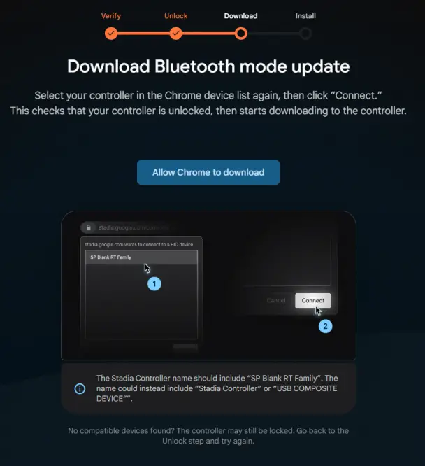 Stadia Bluetooth Mode update graphics