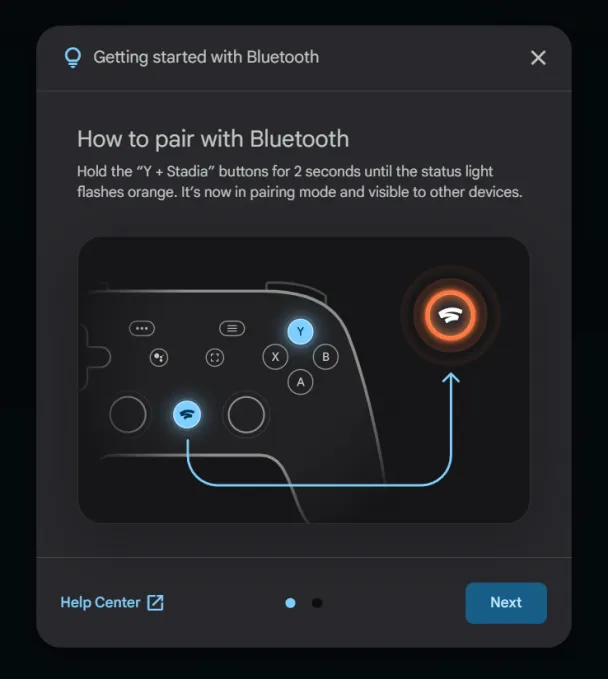 Stadia Bluetooth Mode update graphics