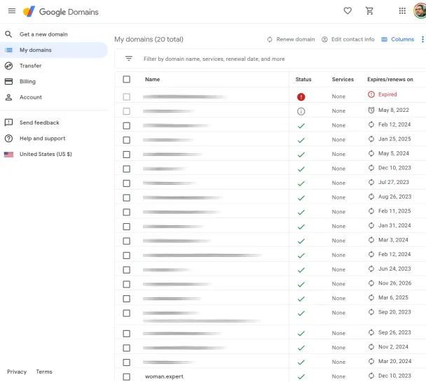 Google Domains management