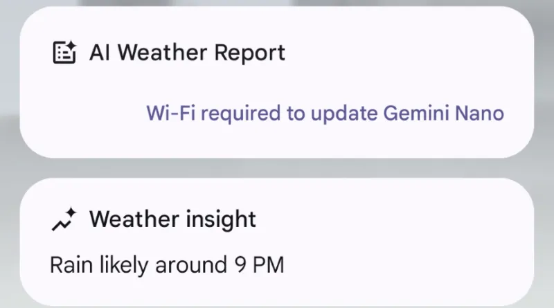 Wi-Fi needed to update Gemini Nano